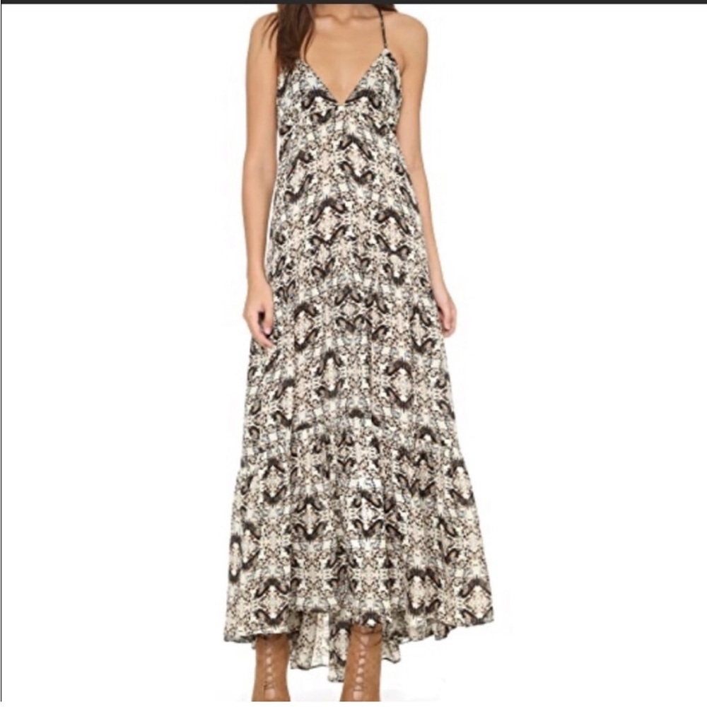 L’AGENCE Grace Butterfly Print 100% Silk Maxi Dress size xs